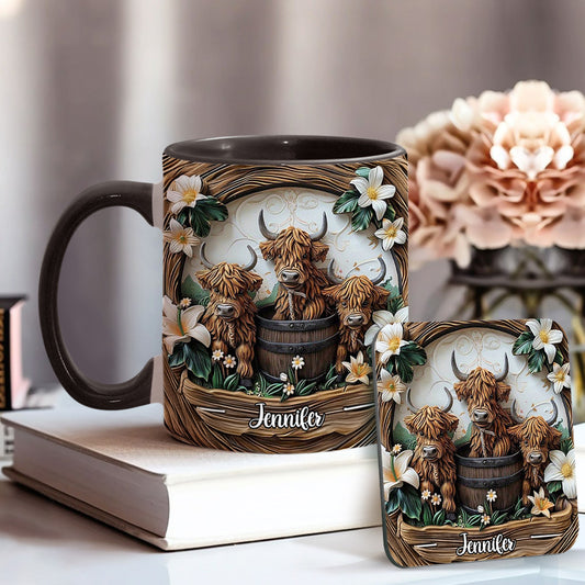 Mug personnalisé « J'adore les vaches des Highlands »