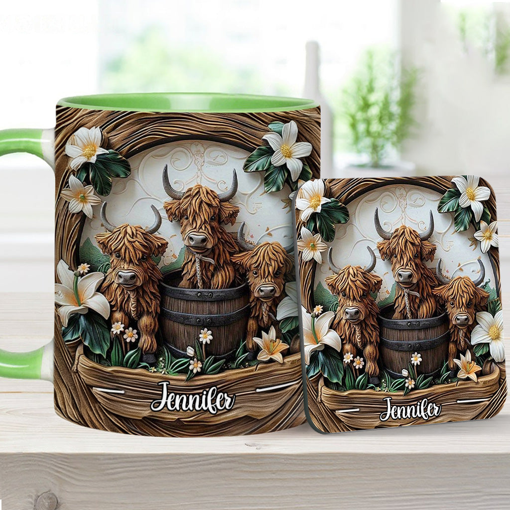 Mug personnalisé « J'adore les vaches des Highlands »