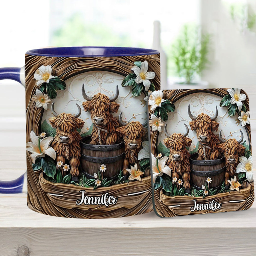 Mug personnalisé « J'adore les vaches des Highlands »