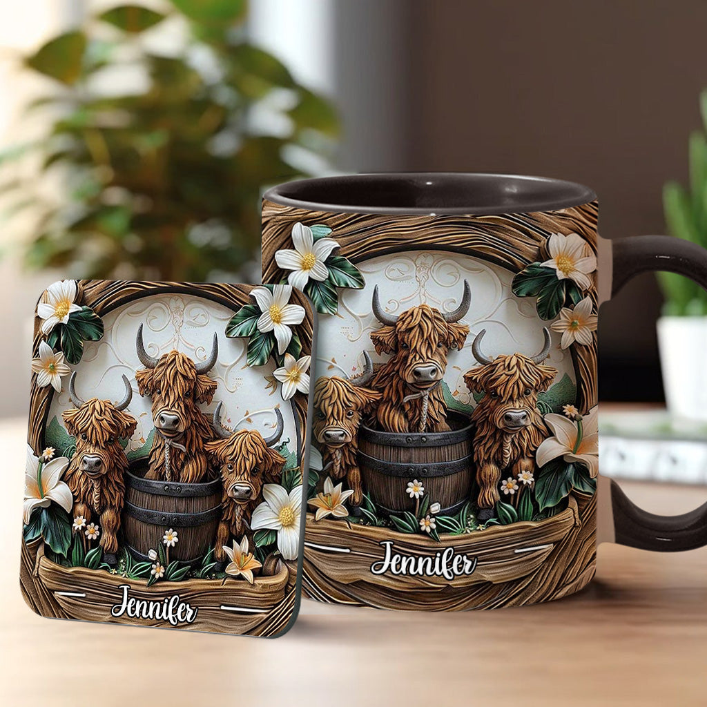 Mug personnalisé « J'adore les vaches des Highlands »