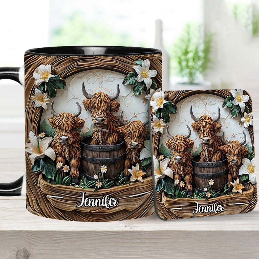 Mug personnalisé « J'adore les vaches des Highlands »