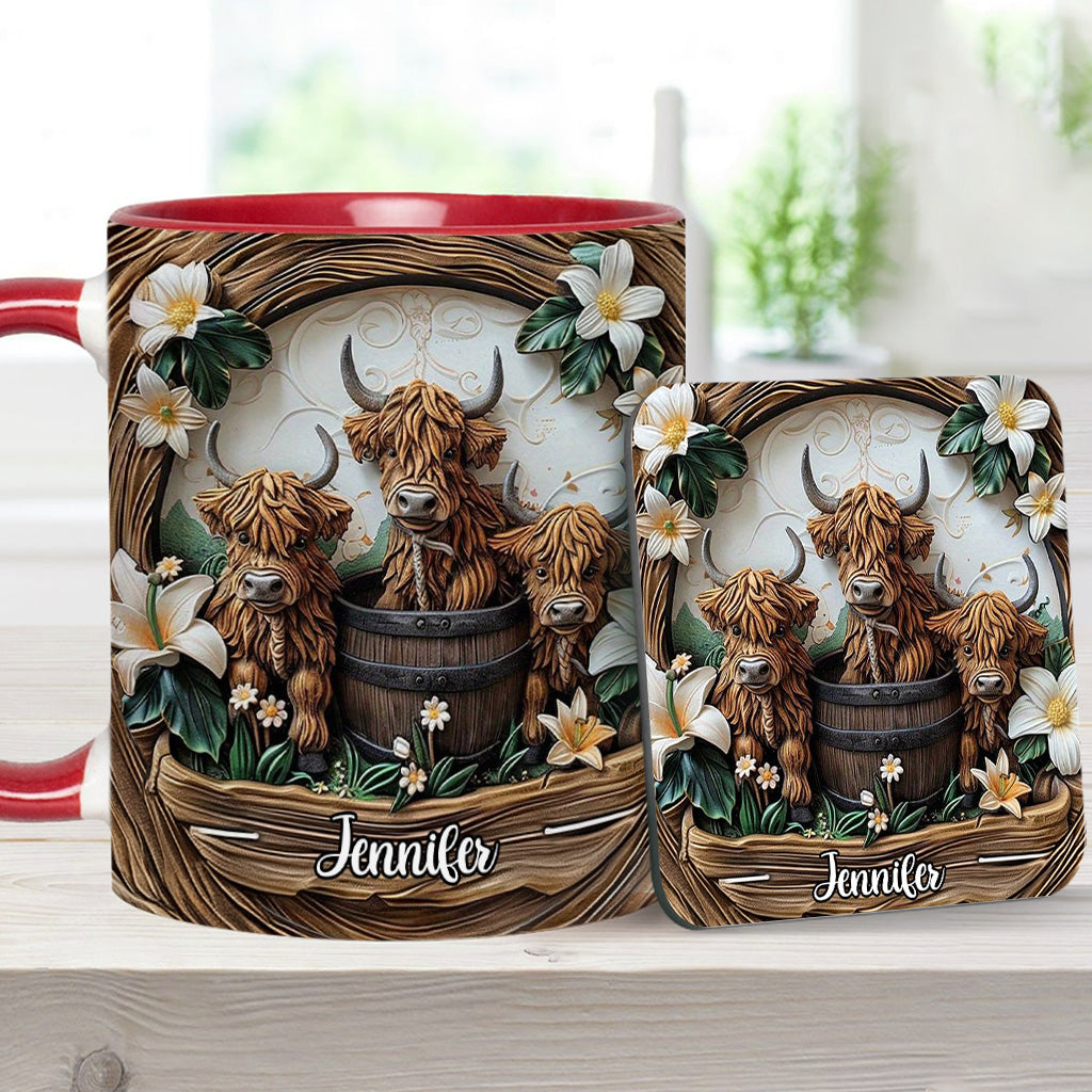 Mug personnalisé « J'adore les vaches des Highlands »