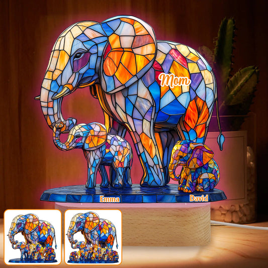 On t'aime maman, grand-mère, tante - Plaque lumineuse personnalisée en forme de mère