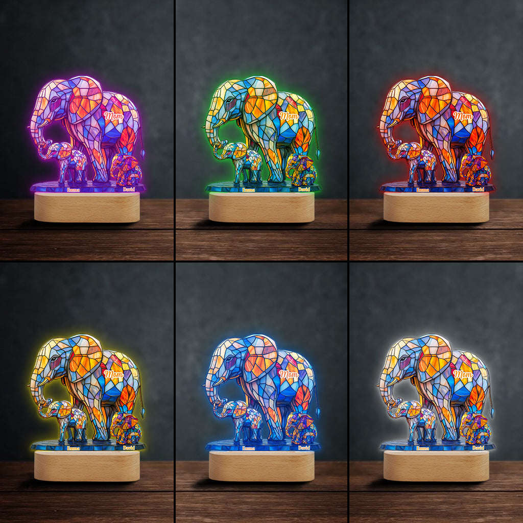 We Love You Mom Grandma Aunt - Personalized Mother Shaped Plaque Light Base