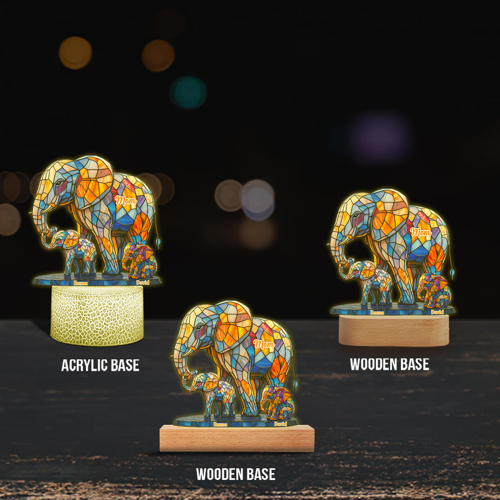 We Love You Mom Grandma Aunt - Personalized Mother Shaped Plaque Light Base