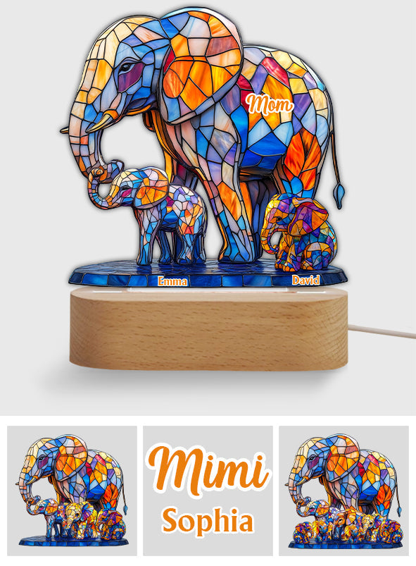 We Love You Mom Grandma Aunt - Personalized Mother Shaped Plaque Light Base