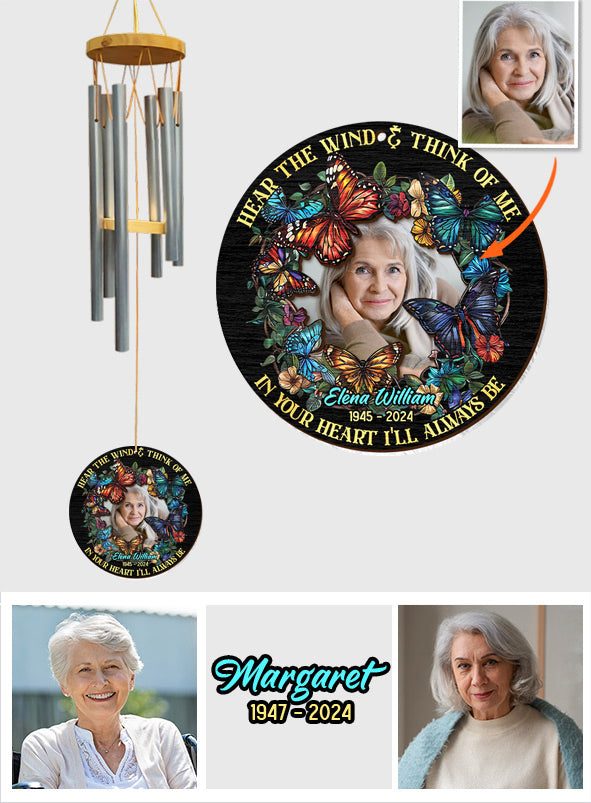 Écoutez le vent et pensez à moi - Carillon éolien commémoratif personnalisé