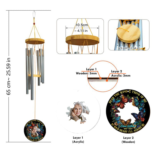 Écoutez le vent et pensez à moi - Carillon éolien commémoratif personnalisé