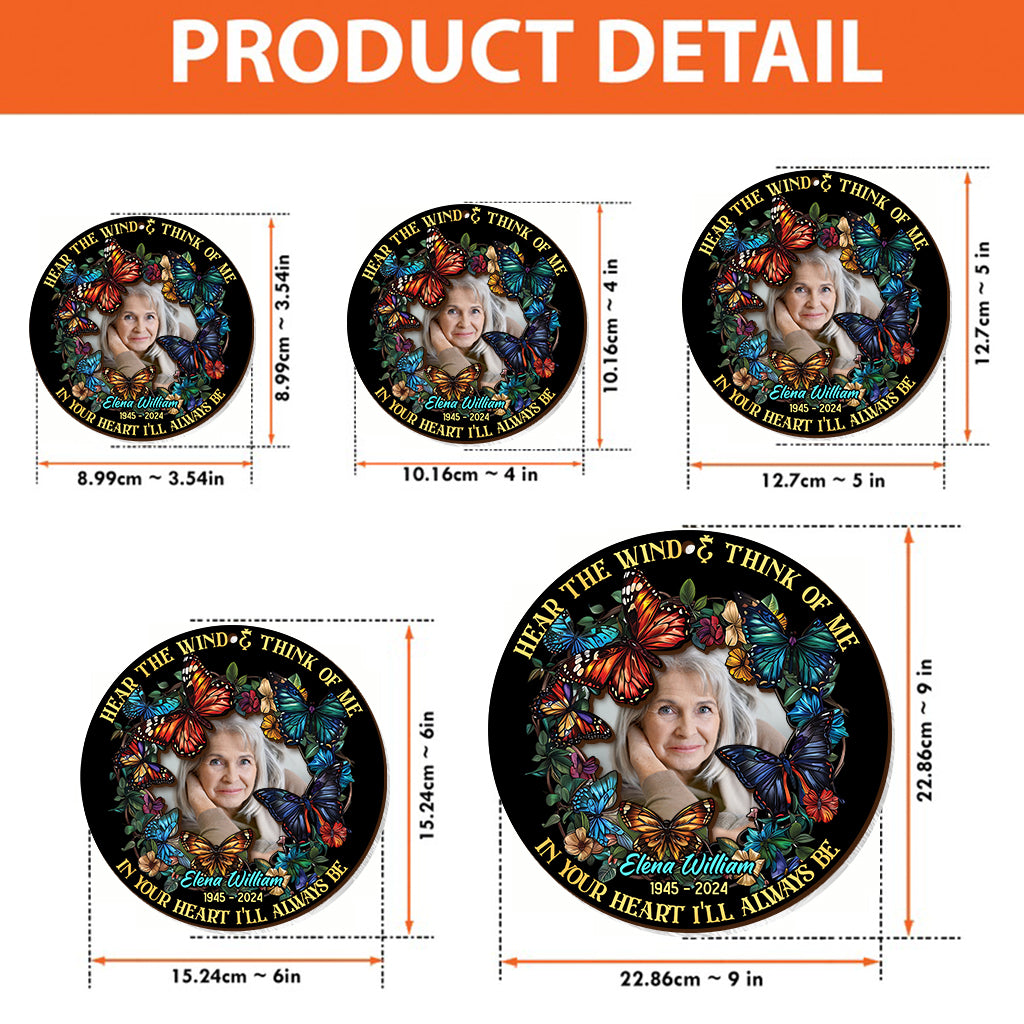 Écoutez le vent et pensez à moi - Carillon éolien commémoratif personnalisé