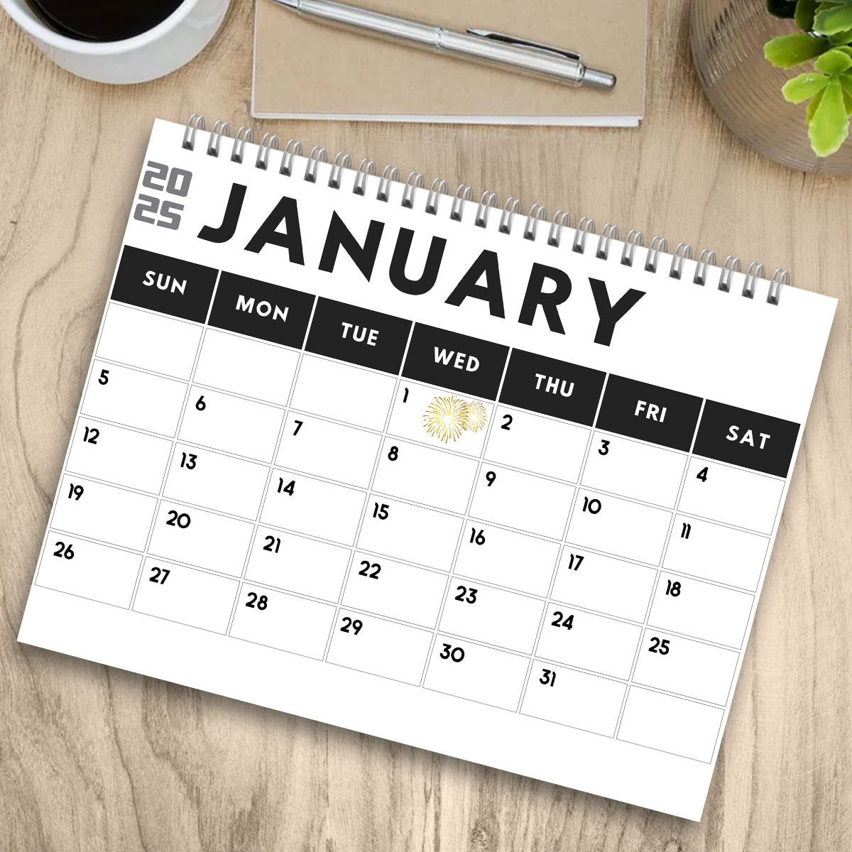 Calendrier mural et de bureau personnalisé « Vache des Highlands mélancolique » 2025