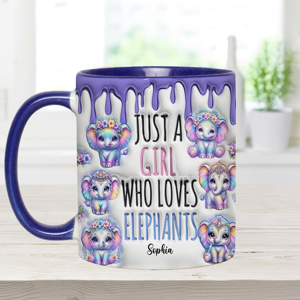Mug personnalisé « Juste une fille qui aime les éléphants » avec motif éléphant