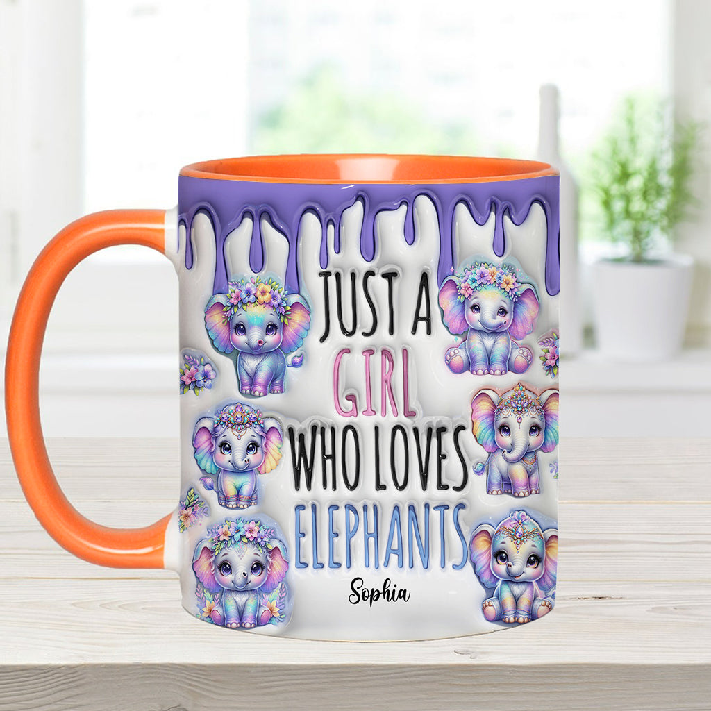 Mug personnalisé « Juste une fille qui aime les éléphants » avec motif éléphant