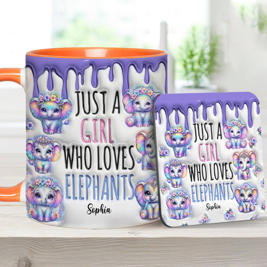 Mug personnalisé « Juste une fille qui aime les éléphants » avec motif éléphant