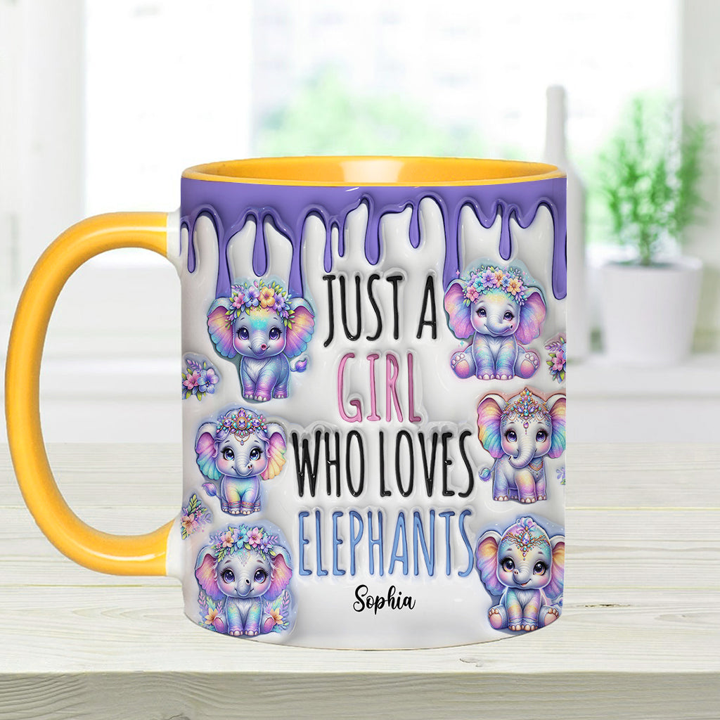 Mug personnalisé « Juste une fille qui aime les éléphants » avec motif éléphant