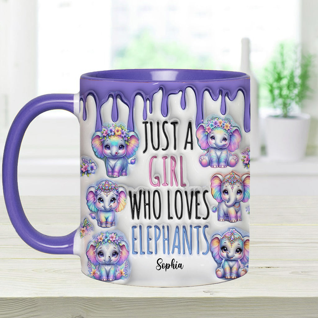 Mug personnalisé « Juste une fille qui aime les éléphants » avec motif éléphant