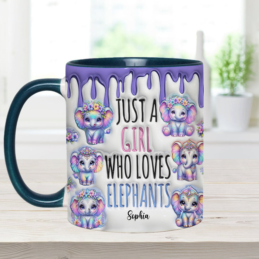 Mug personnalisé « Juste une fille qui aime les éléphants » avec motif éléphant