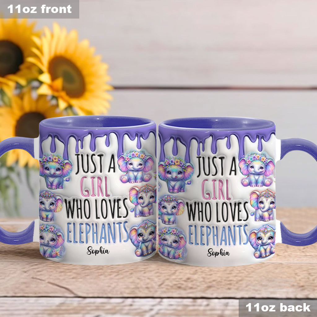 Mug personnalisé « Juste une fille qui aime les éléphants » avec motif éléphant