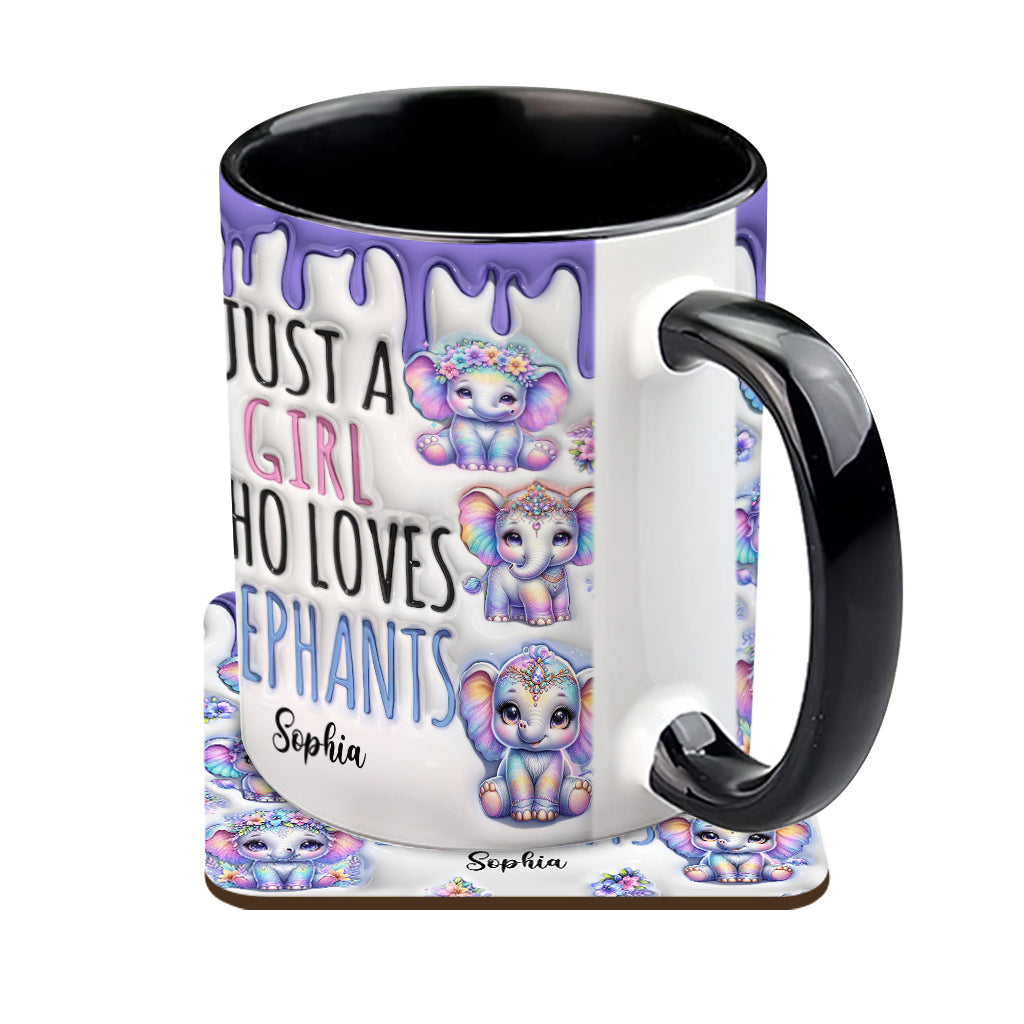 Mug personnalisé « Juste une fille qui aime les éléphants » avec motif éléphant