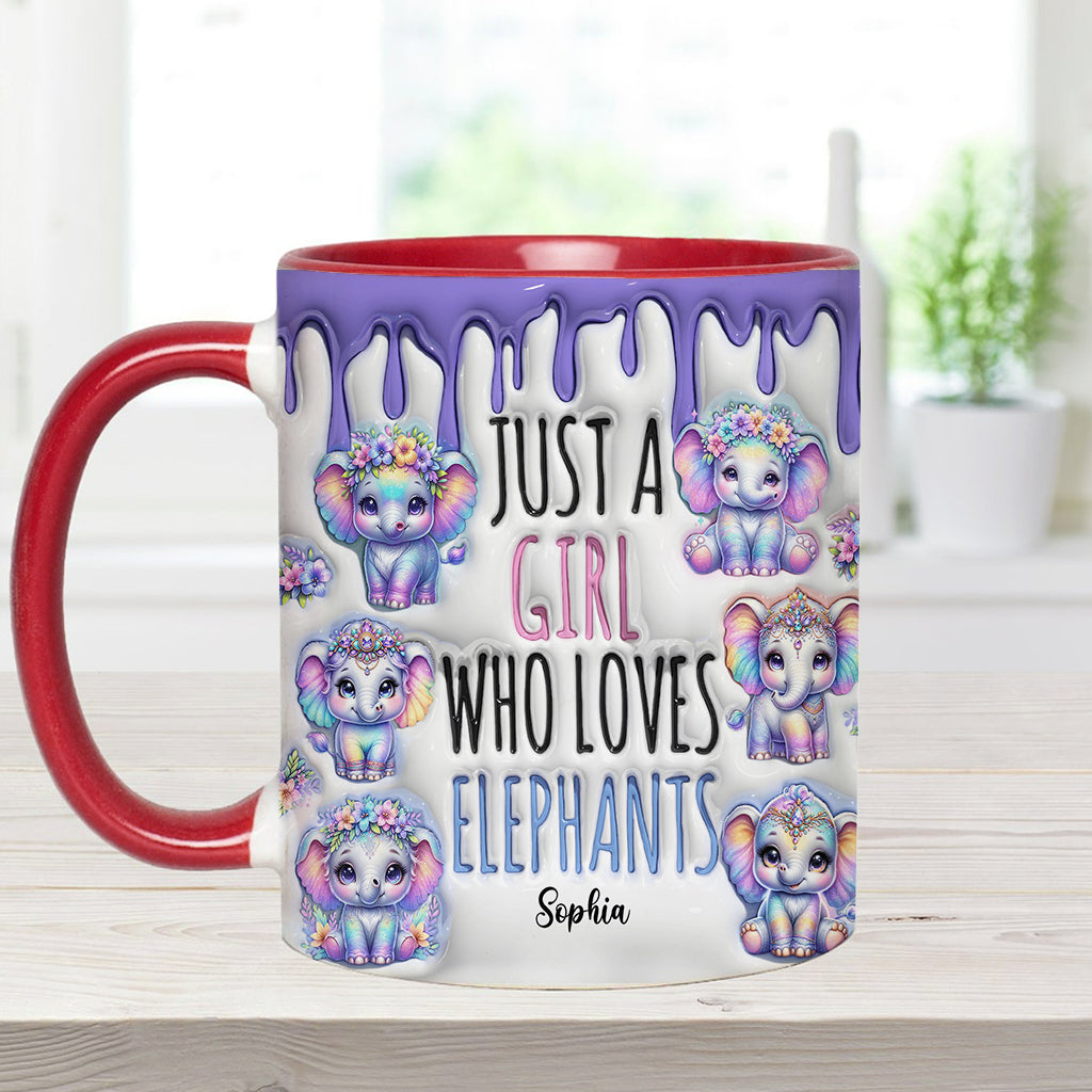 Mug personnalisé « Juste une fille qui aime les éléphants » avec motif éléphant