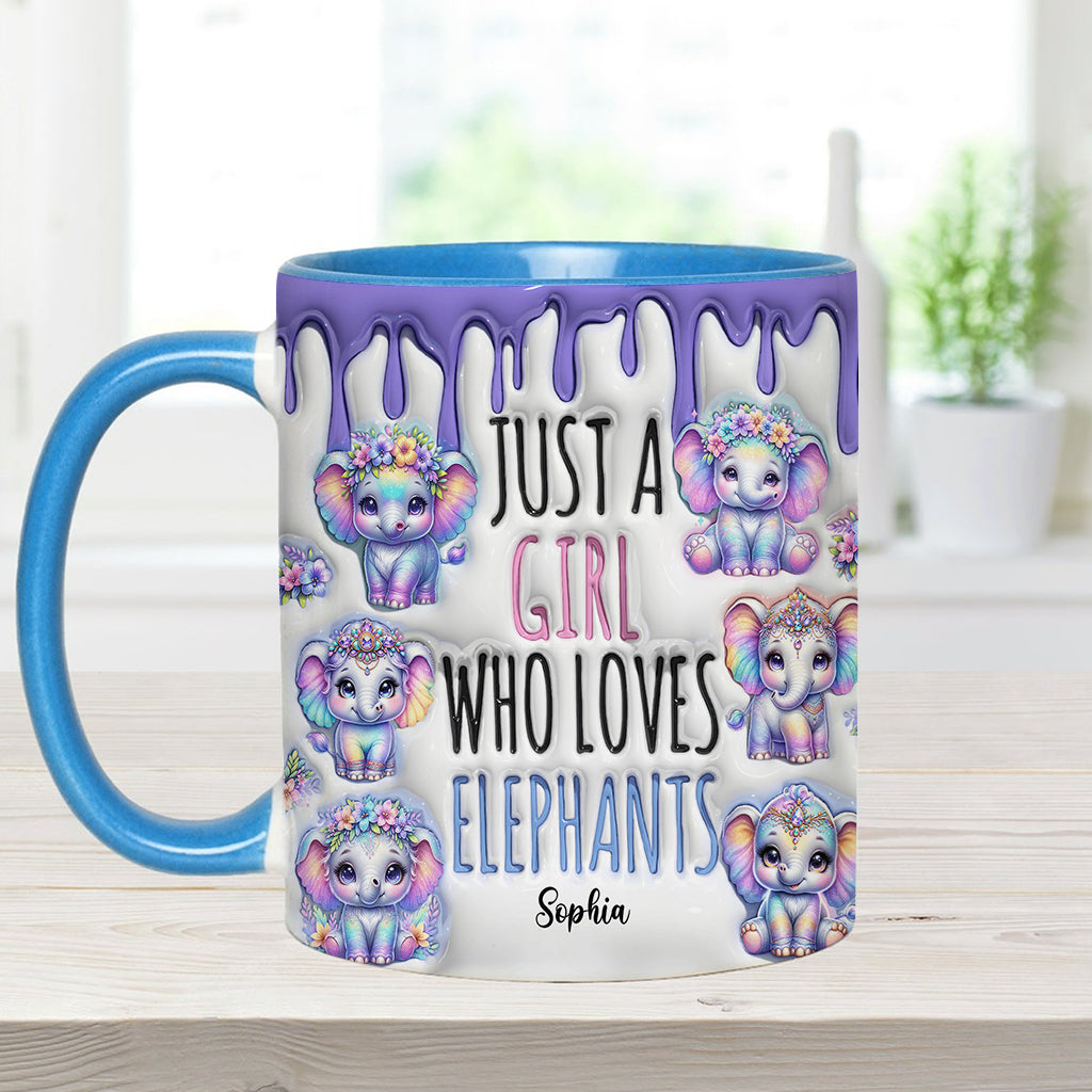 Mug personnalisé « Juste une fille qui aime les éléphants » avec motif éléphant