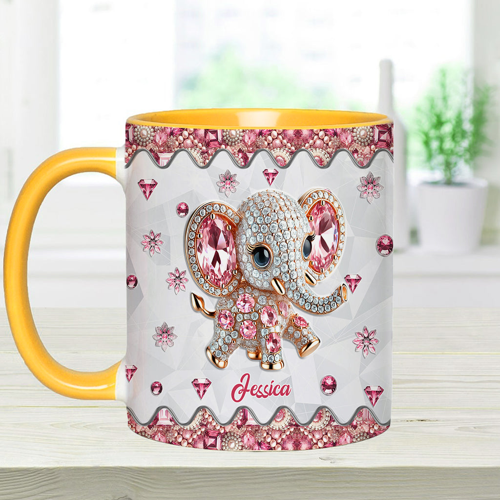 Just A Girl Who Loves Elephants - Personalized Elephant Accent Mug