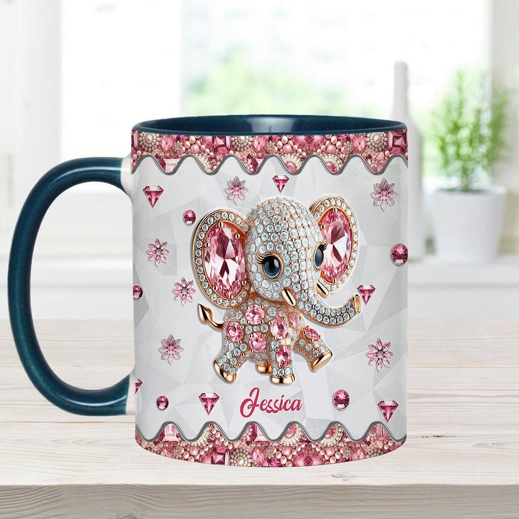 Just A Girl Who Loves Elephants - Personalized Elephant Accent Mug