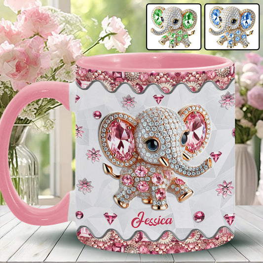 Just A Girl Who Loves Elephants - Personalized Elephant Accent Mug