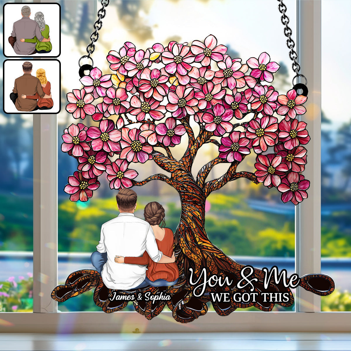 You & Me - Personalized Couple Window Hanging Suncatcher Ornament