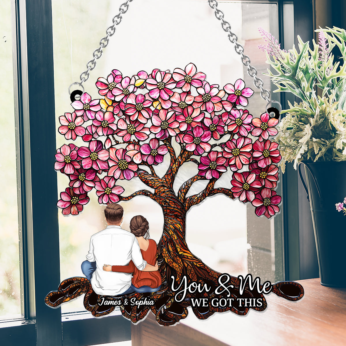 You & Me - Personalized Couple Window Hanging Suncatcher Ornament