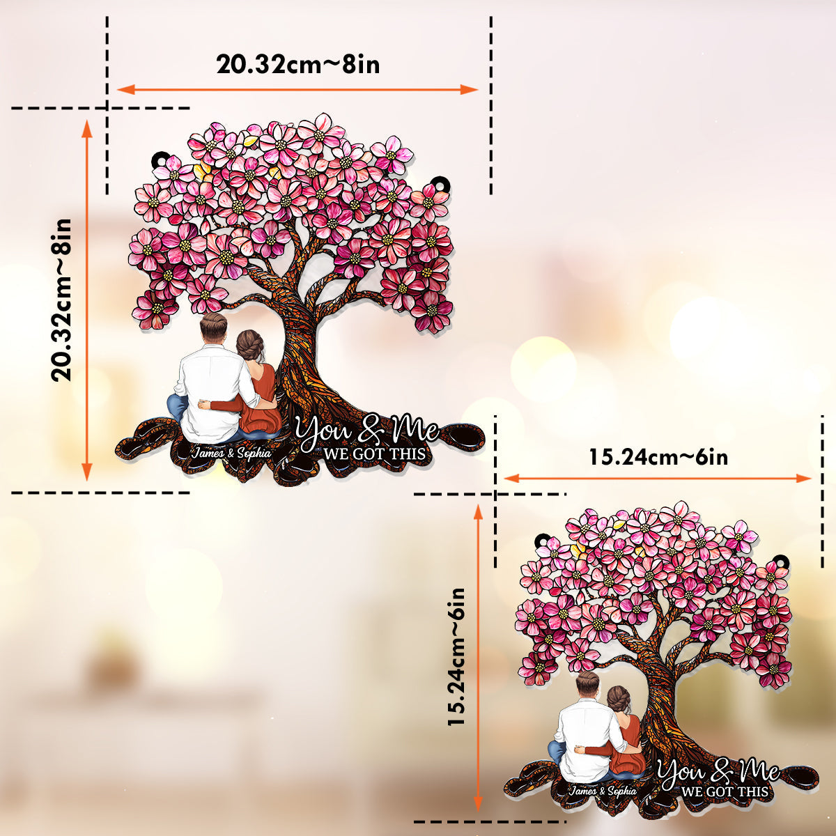 You & Me - Personalized Couple Window Hanging Suncatcher Ornament