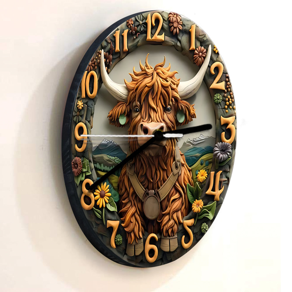 Horloge murale personnalisée « Love Highland Cow »