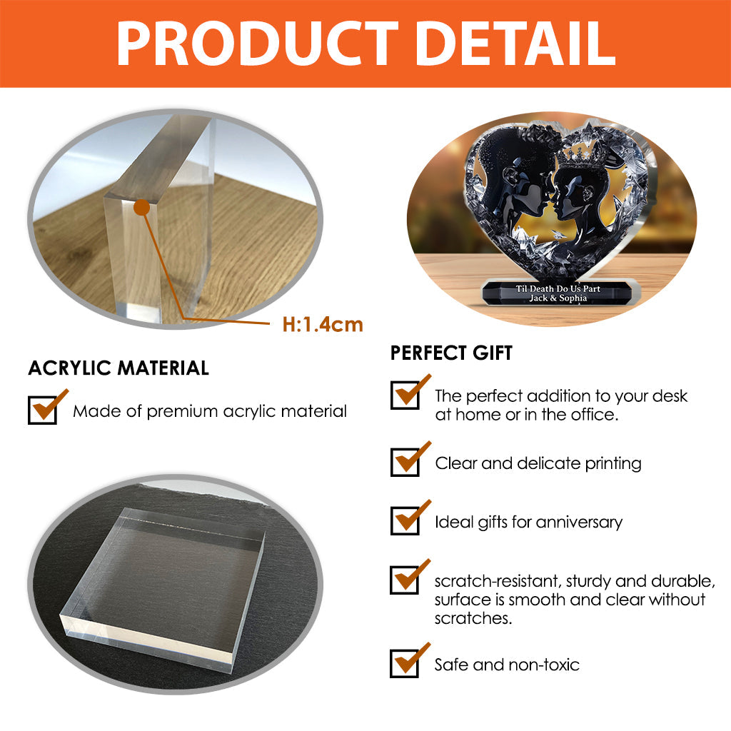 Jusqu'à ce que la mort nous sépare - Plaque acrylique personnalisée pour couple