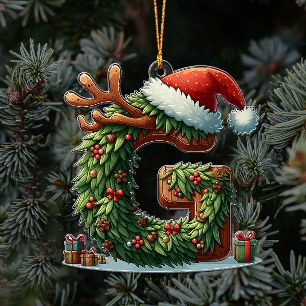 Lettre de l'alphabet de Noël avec les noms de la famille - Ornement familial personnalisé