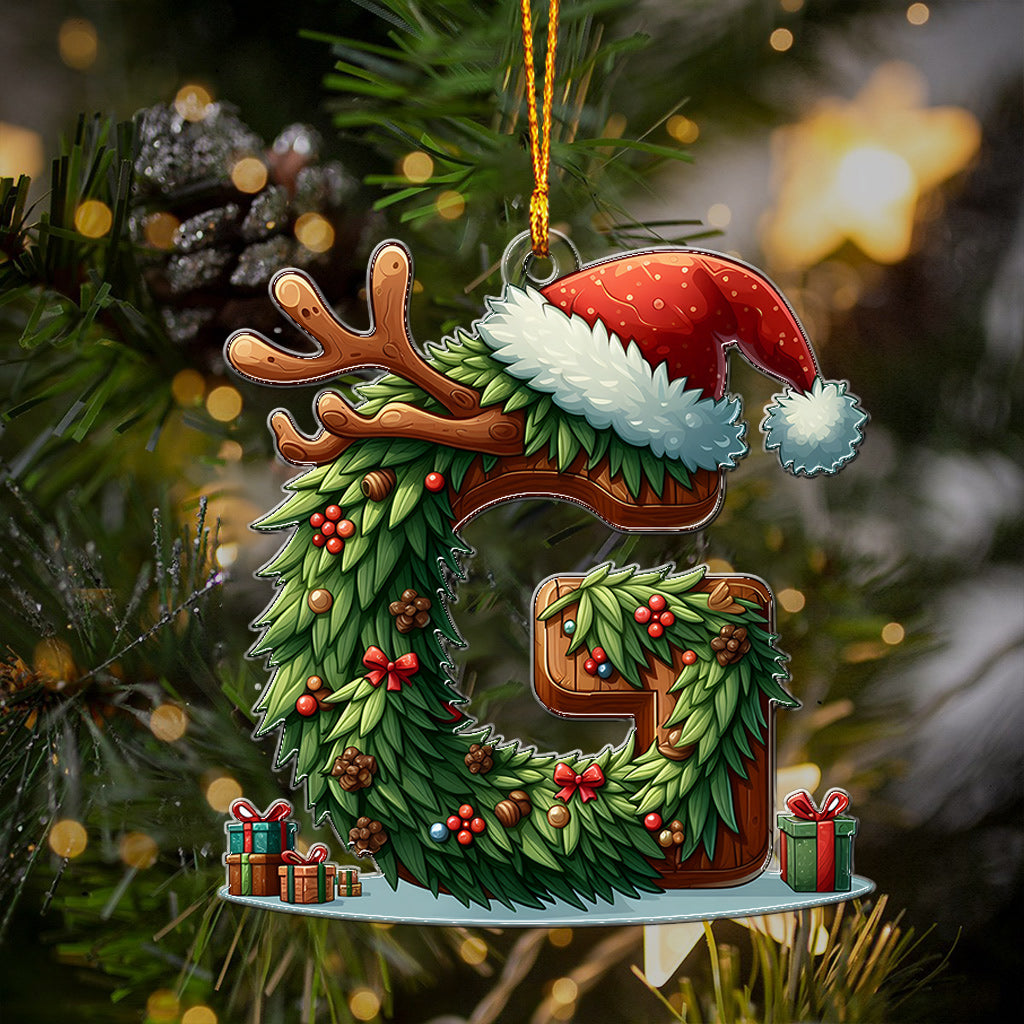 Lettre de l'alphabet de Noël avec les noms de la famille - Ornement familial personnalisé