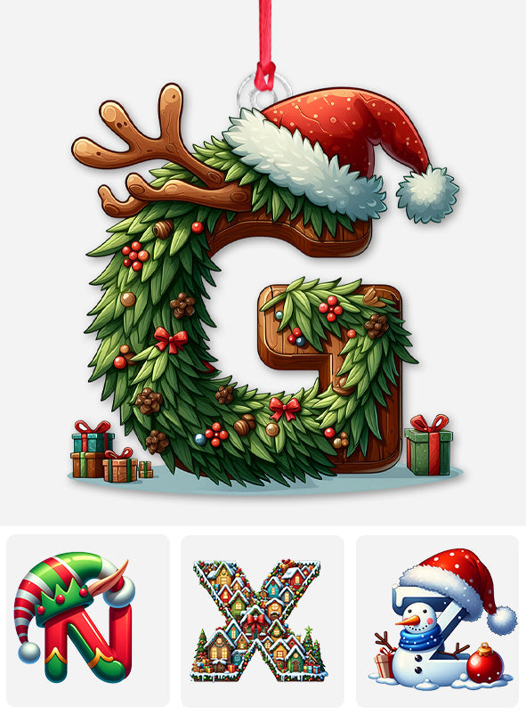 Lettre de l'alphabet de Noël avec les noms de la famille - Ornement familial personnalisé