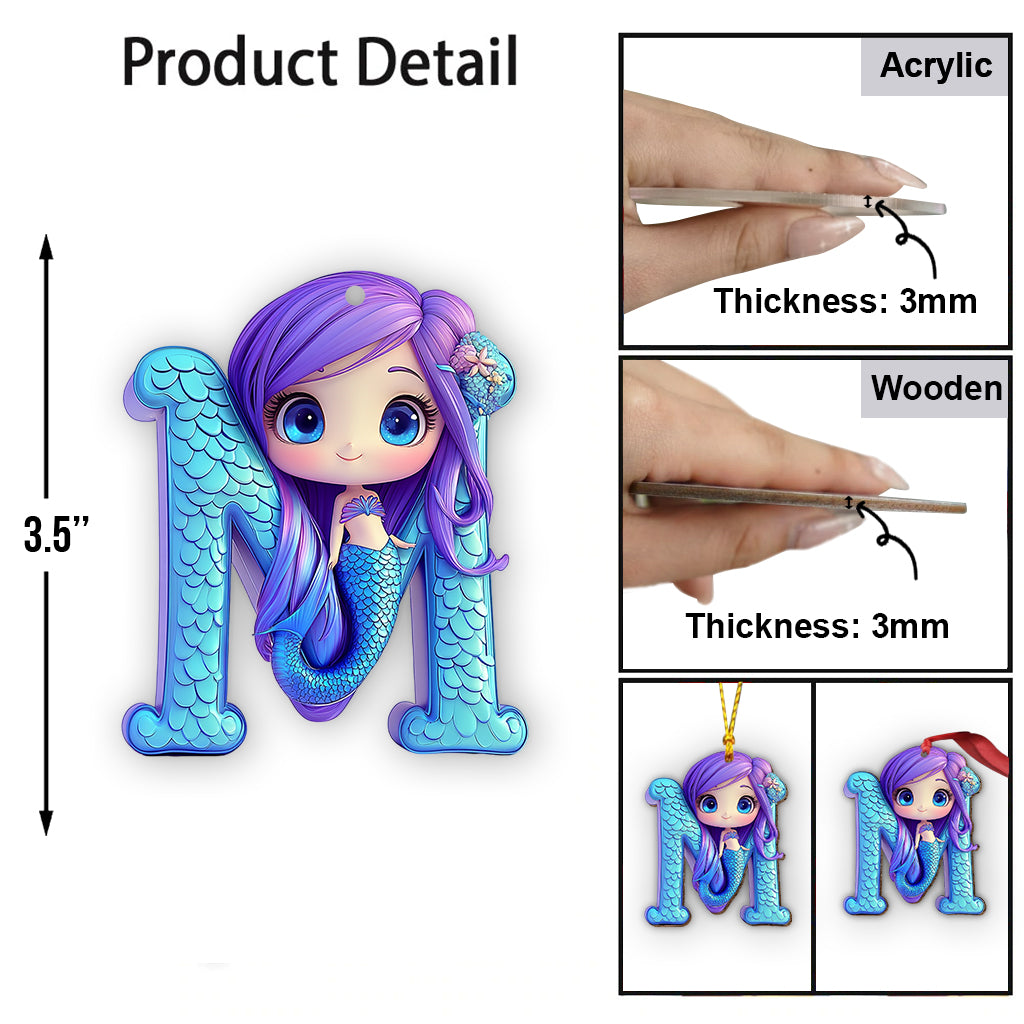 Magnifique ornement de lettre sirène - Ornement personnalisé pour enfant