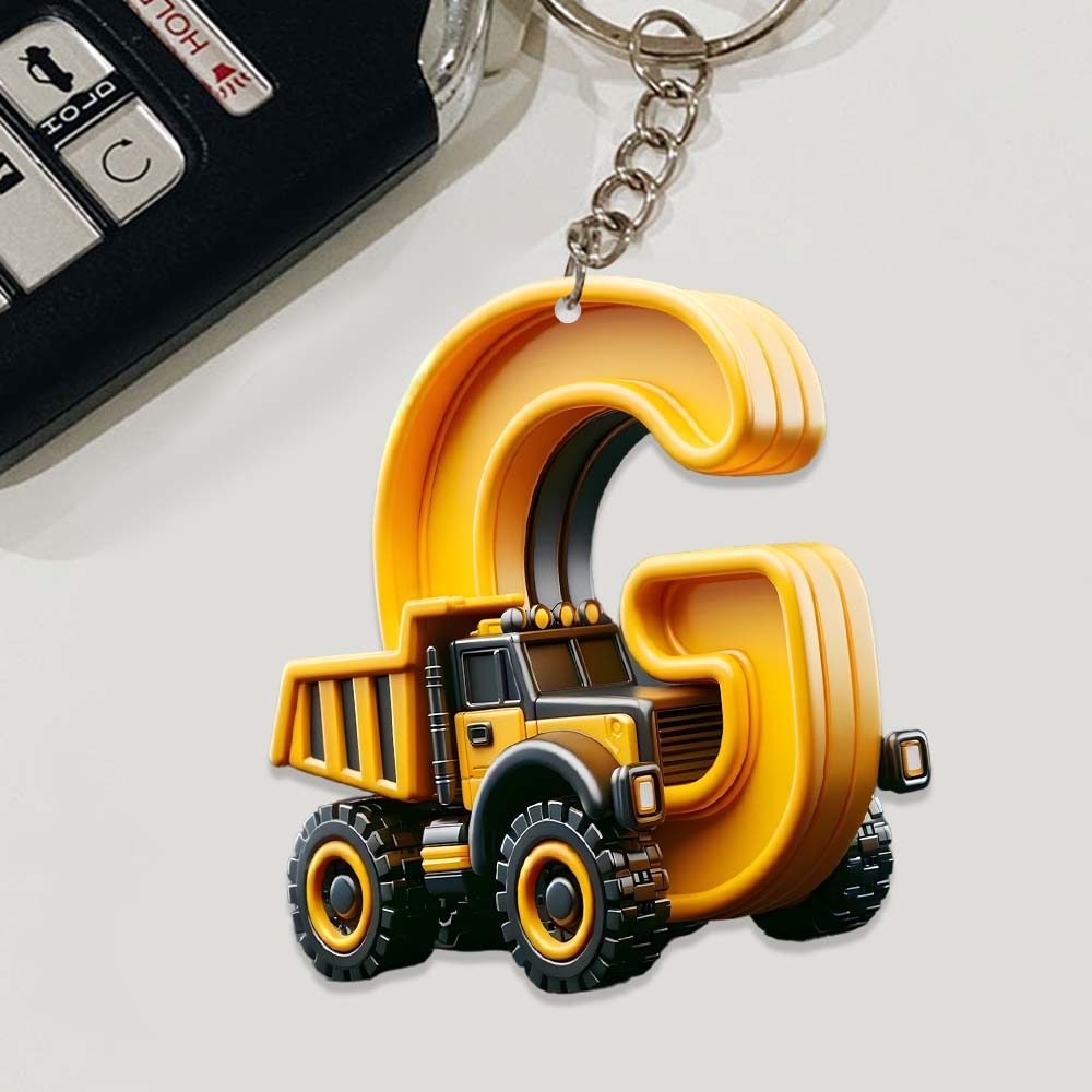 Construction Vehicles Letter Ornament - Personalized Kid Ornament