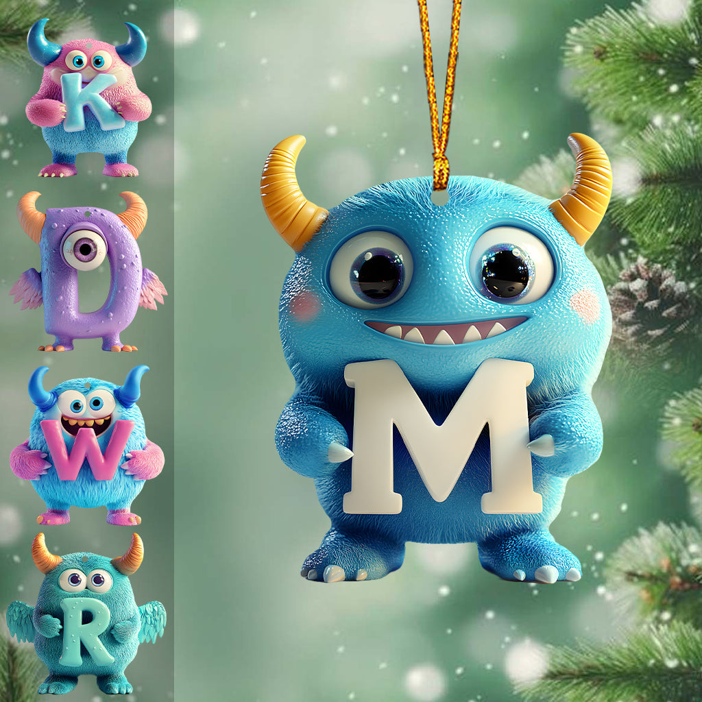 Monster Kid Letter Ornament - Personalized Kid Ornament