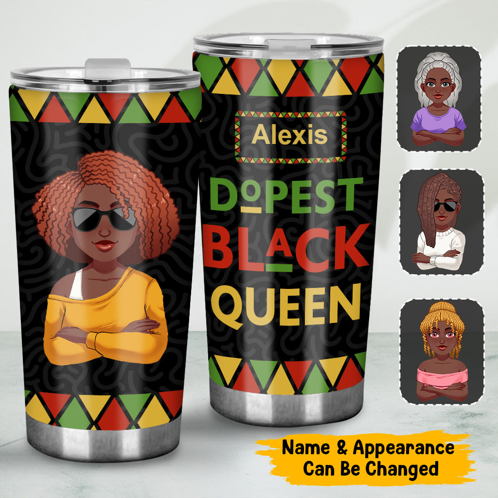 Dope Black Queen - Personalized African American Tumbler