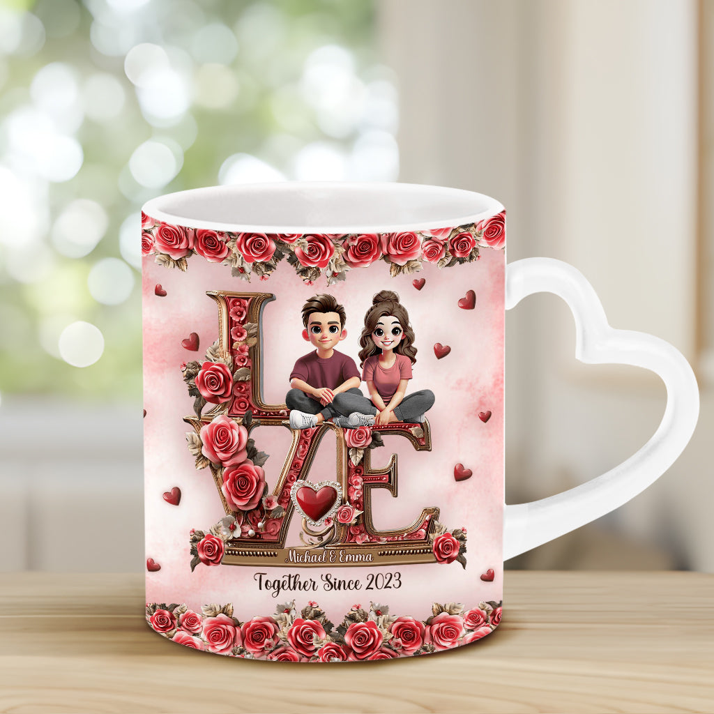 I Love You Forever - Personalized Couple Heart Handle Mug