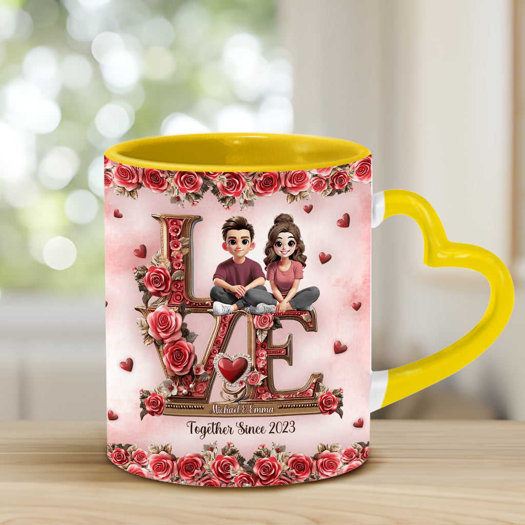 I Love You Forever - Personalized Couple Heart Handle Mug