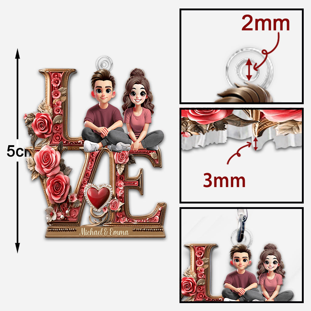 I Love You Forever - Personalized Couple Custom Shaped Keychain