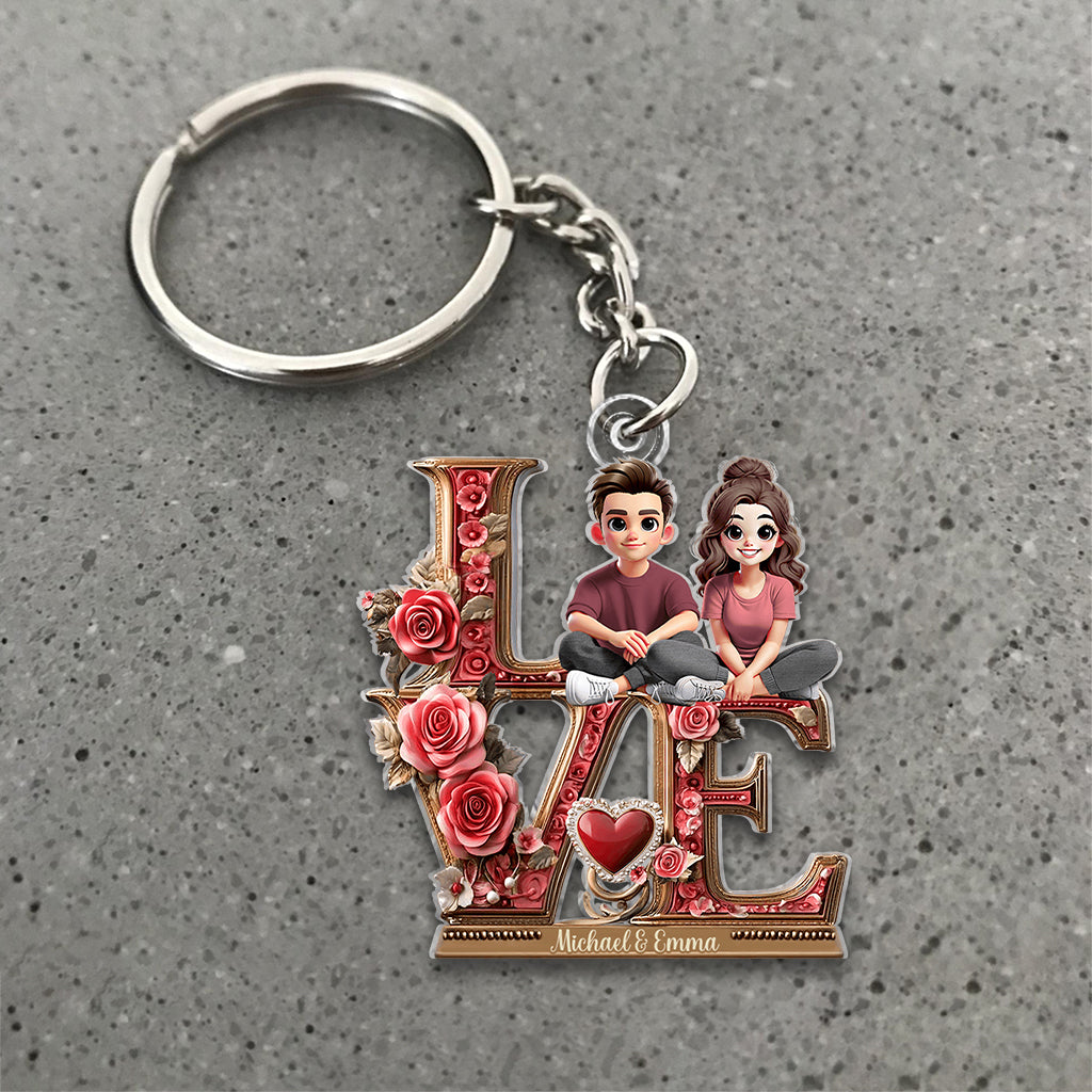 I Love You Forever - Personalized Couple Custom Shaped Keychain