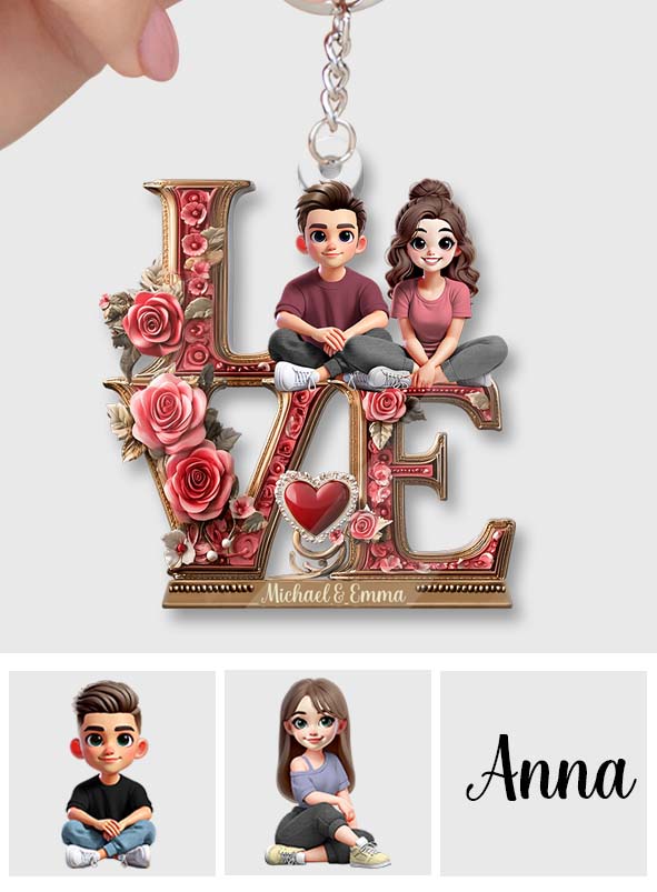 I Love You Forever - Personalized Couple Custom Shaped Keychain