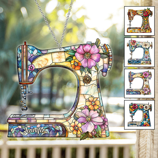Stunning Sewing Machine - Personalized Sewing Window Hanging Suncatcher Ornament