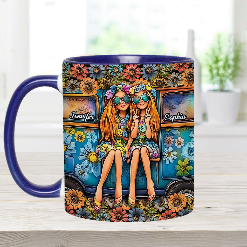 Soul Sisters Journey: Peace & Wanderlust - Personalized Hippie Accent Mug