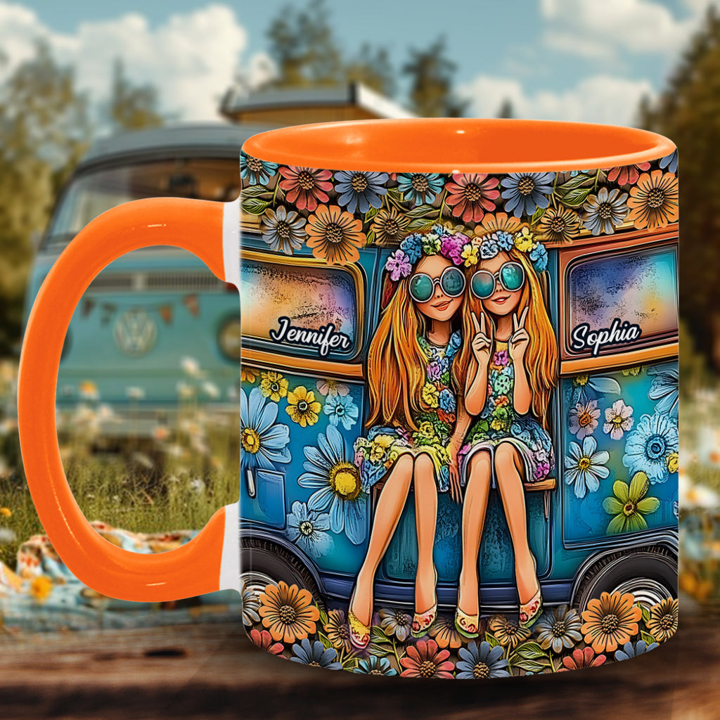 Soul Sisters Journey: Peace & Wanderlust - Personalized Hippie Accent Mug