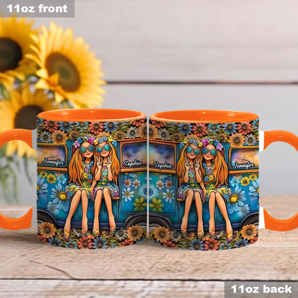 Soul Sisters Journey: Peace & Wanderlust - Personalized Hippie Accent Mug