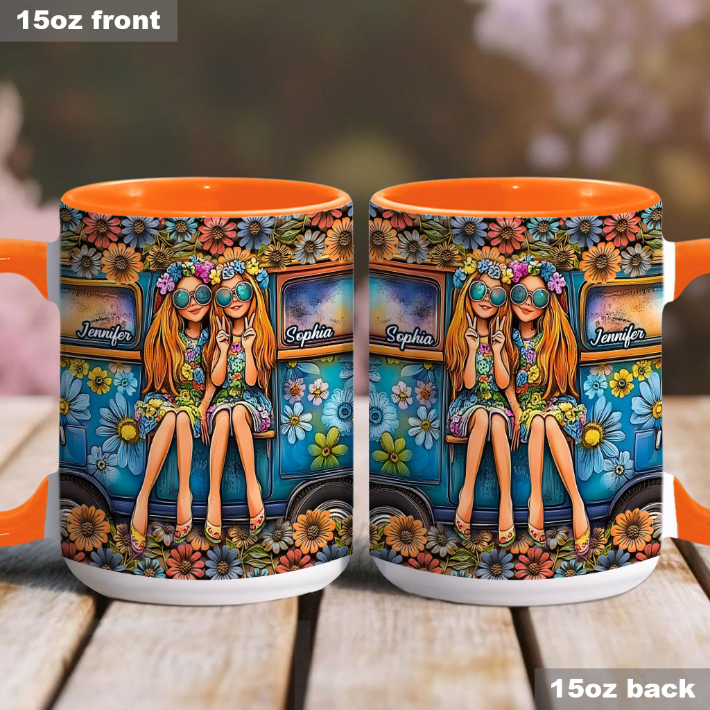 Soul Sisters Journey: Peace & Wanderlust - Personalized Hippie Accent Mug