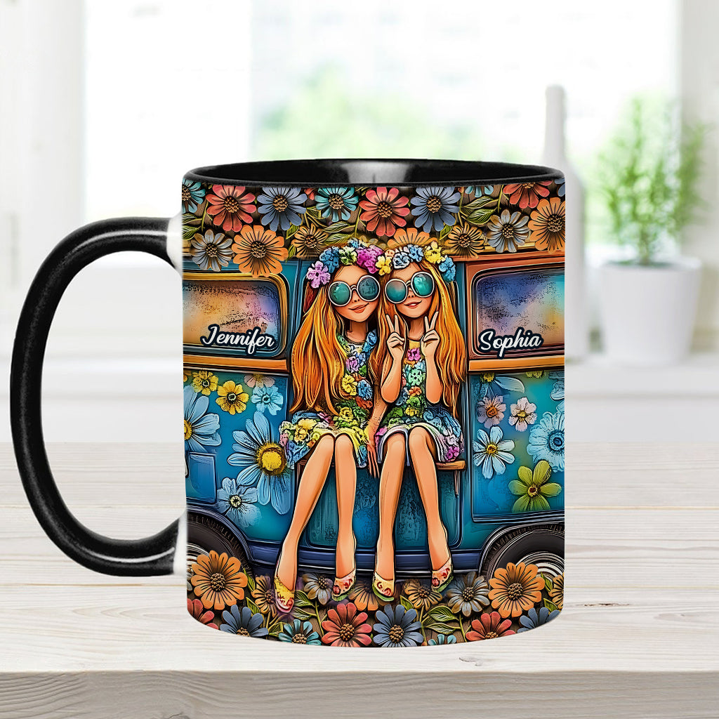 Soul Sisters Journey: Peace & Wanderlust - Personalized Hippie Accent Mug